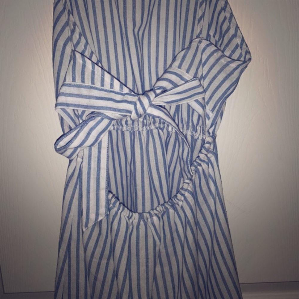 Blue and White Striped Dress